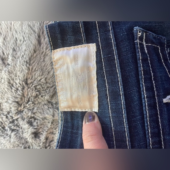 TRUE RELIGION WOMENS WORLD TOUR BECKY BOOTLEG JEANS W/ CRYSTAL BUTTONS SIZE 27 - Picture 9 of 16